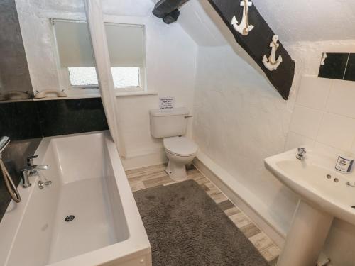 a bathroom with a tub and a toilet and a sink at Maesgwyn in Cardigan