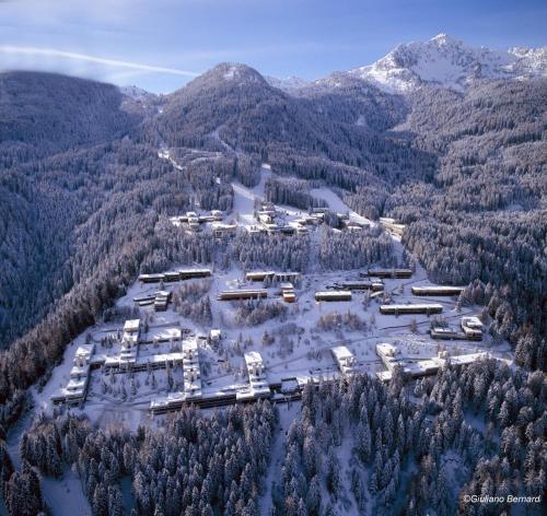an aerial view of a ski resort in the mountains at Residenza Albaré in Marilleva