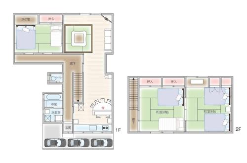 a floor plan of a house at Oyadoya Nagakute 一軒貸切 ジブリ直結駅徒歩1分 BBQ常設 駐車場3台 in Owariasahi