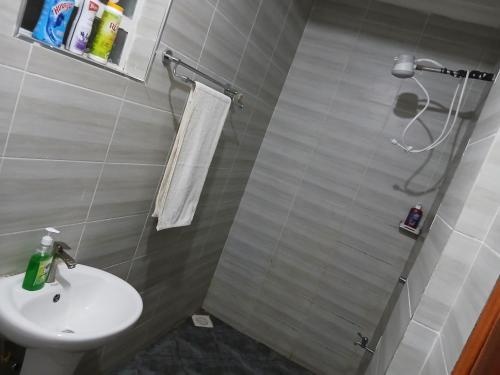 a bathroom with a sink and a shower at Luxe Homes in Meru