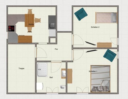 a floor plan of a house at Ferienwohnung Schaller in Berg