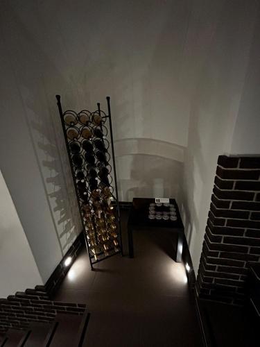 a wine cellar with a rack of wine bottles at Apartmány PARK in Klášterec nad Ohří