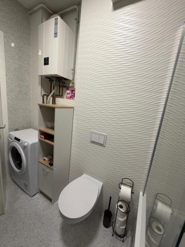 a small bathroom with a toilet and a sink at Apartman ‘Marko’ in Kutina