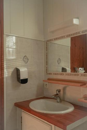 a bathroom with a sink and a mirror at Le Grand Tetras in Saint-Véran