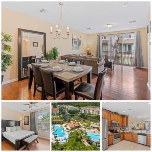 a collage of pictures of a dining room and living room at 3-Story sanctuary Condo in the heart of Orlando85 in Orlando