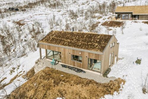 an overhead view of a house in the snow at New Cabin With Panoramic Views At Hardangervidda in Eidfjord
