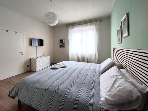 a bedroom with a large bed and a window at Grazioso Bilocale in Busto Arsizio