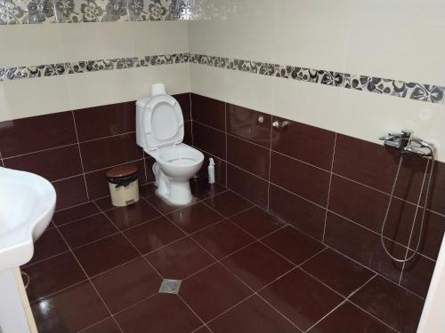 a bathroom with a toilet and a sink at Vanilla Mountains in Kutaisi