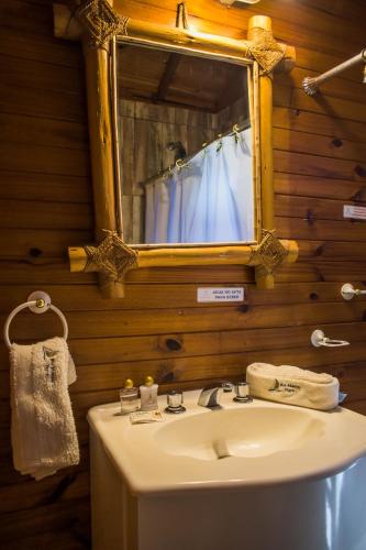 a bathroom with a sink and a mirror at Rio Manso Tigre in Tigre