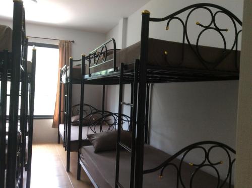 two sets of bunk beds in a room at Amaretto Hostel in Surat Thani