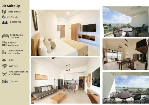 a collage of photos of a hotel room at Itare Beach House in Bucerías