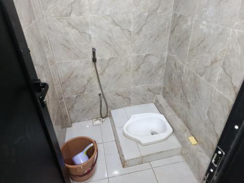 a bathroom with a toilet and a shower stall at Selaras Heritage Villa in Campaka