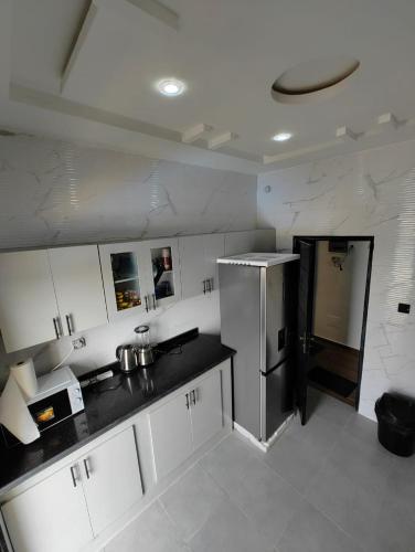 Kuchyň nebo kuchyňský kout v ubytování HamAPPARTMENT