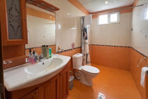 a bathroom with a sink and a toilet at Комплекс Кремена in Kremena