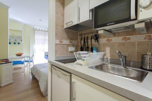 a kitchen with a sink and a counter top at Estudios Muñoz in Alicante