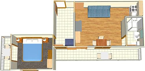 a floor plan of a bathroom and a house at Apartments Klaricic in Živogošće