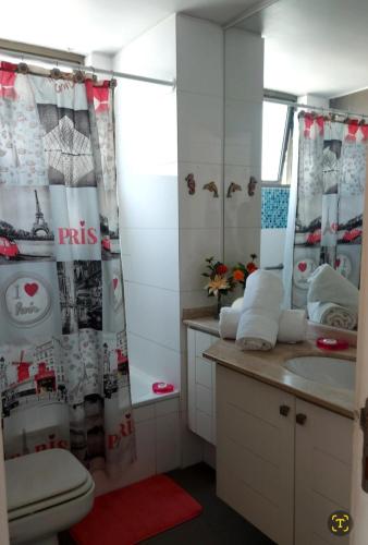 a bathroom with a toilet and a sink at ARRIENDO HABITACIONES EXCLUSIVAS VIÑA CENTRO cerca del Mall Marina y de la Playa in Viña del Mar