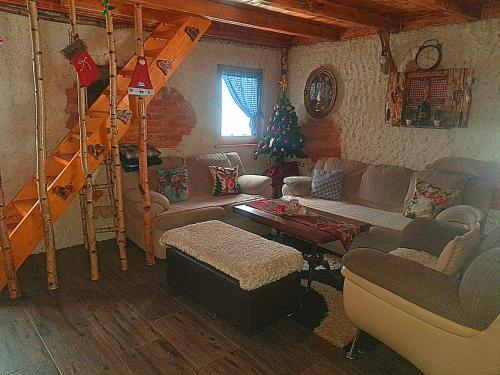 a living room with a couch and a ladder at Kuca za odmor in Vitez