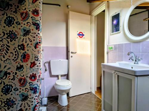 a bathroom with a toilet and a sink at B&B Leon d'Oro in Pusiano