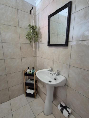 a bathroom with a sink and a mirror at @Echeveria in Montagu