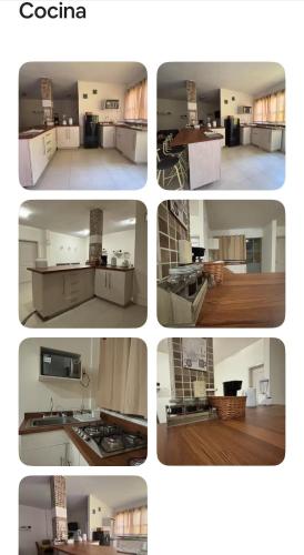 a series of four pictures of a kitchen at Encantador Departamento Vistahermosa 1 in Tuxtla Gutiérrez