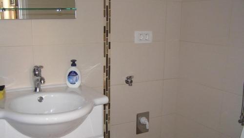 bagno con lavandino e doccia di Studio Villa Mir a Opatija