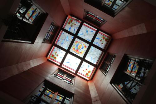 an overhead view of a large window in a building at Hotel Palacio de Oñate in Guadix