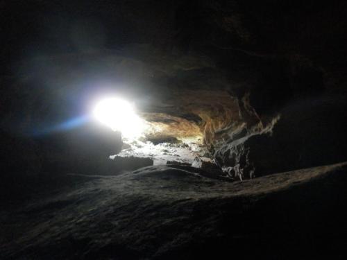 a light at the end of a cave at night at Appartamento MareMontagna in Cardedu