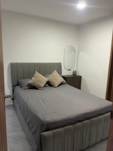 a bed with two pillows on it in a bedroom at Alameda del rio Turpial in Barranquilla