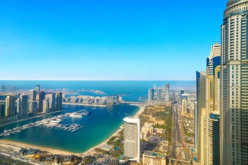an aerial view of a city with a harbor at Ciel Dubai Marina, Vignette Collection by IHG in Dubai