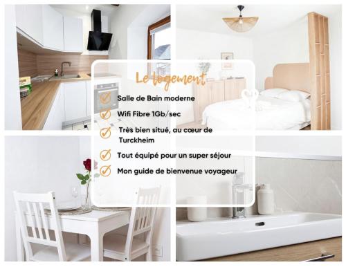 a collage of photos of a kitchen and a bathroom at Chic Home - Turckheim in Turckheim