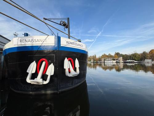 Large barge, unique and atypical, parking