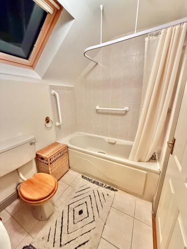 a bathroom with a toilet and a bath tub at The Willows in Kerry in Tralee
