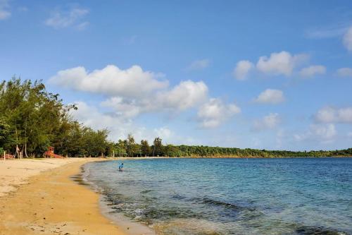 una persona in piedi nell'acqua su una spiaggia di Island Escape a Fajardo
