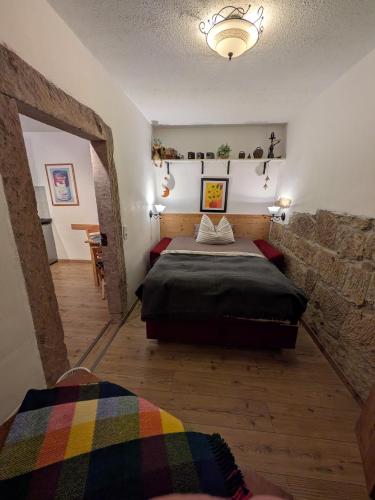 a bedroom with a large bed in a room at 20qmchemnitz in Chemnitz