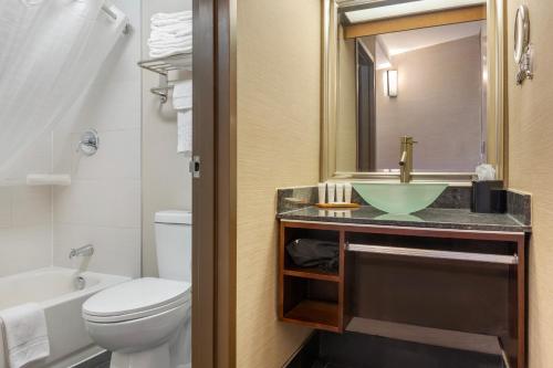 a bathroom with a sink and a toilet at Radisson Hotel Southfield-Detroit in Southfield