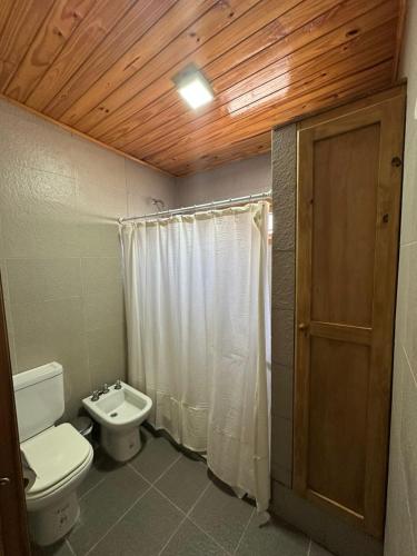 a bathroom with a toilet and a sink at Casa de Descanso Don Abel in Chascomús