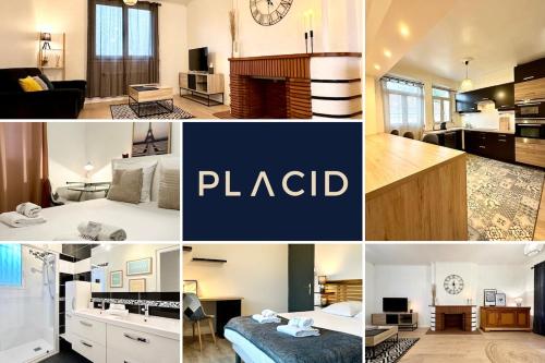 a collage of photos of a hotel room at L'Évasion - Centre-Ville & Garage Privé in Mont-de-Marsan
