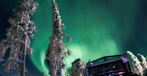 an image of the aurora borealis in the sky at Levi Secret Igloo Revontuli in Levi