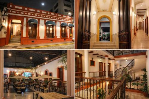 a collage of three pictures of a building at Hotel Real de Cortés in Xalapa