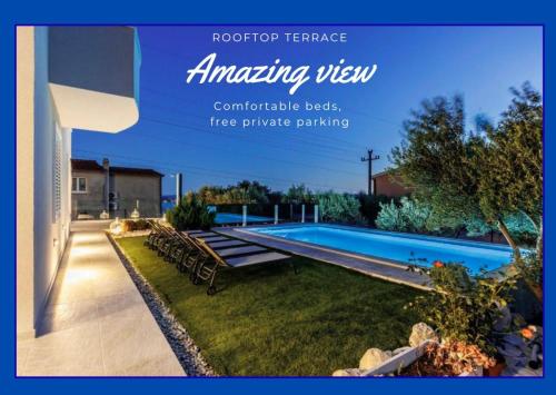 Villa Dalmatina Hill House - private pool, sea and hill view, rooftop terrace, free parking