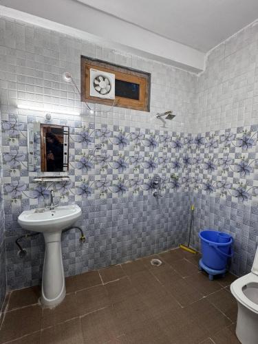 a bathroom with a sink and a toilet at The Quiet Corner in Gushaini