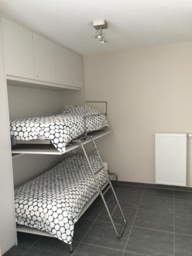 Una habitación con dos literas. en Karthuizer Zeezicht I, en Nieuwpoort