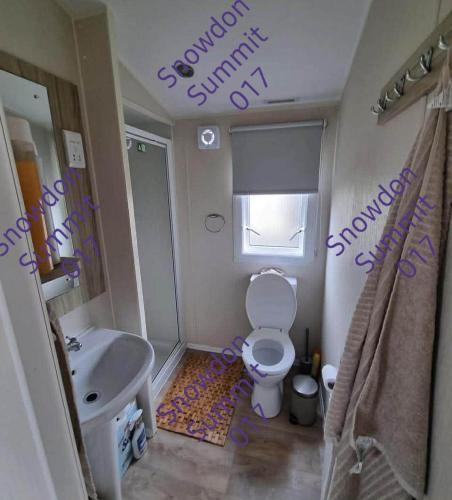 a bathroom with a toilet and a sink at Snowdon Summit 017 in Barmouth