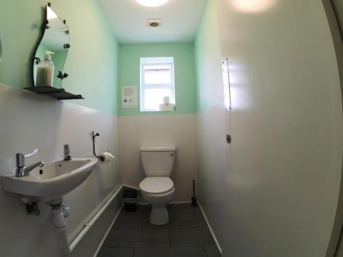 a bathroom with a toilet and a sink at Clover in Welland