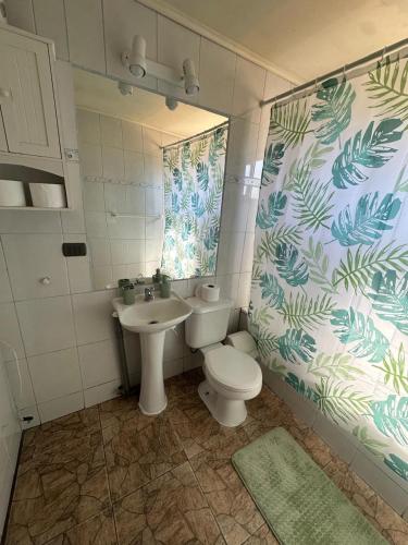 un bagno con WC e lavandino di Cabañas Kuela a Puerto Varas
