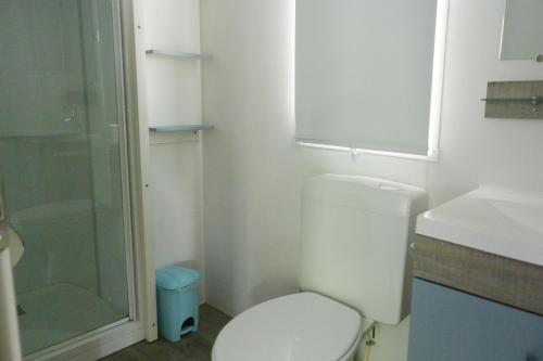 a bathroom with a toilet and a sink and a shower at Camping Village Torre Pendente in Pisa