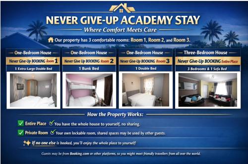 a page of a hotel room website with a hotel at Never Give-Up Academy Stay - Where Comfort Meets Care in Coundon