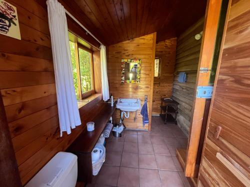an overhead view of a room in a log cabin at The Innlet, Country Apartments and Cottages in Collingwood