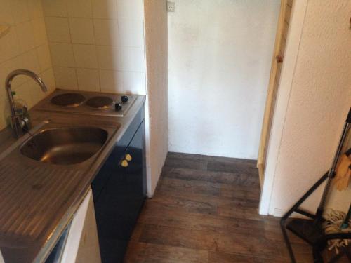 une petite cuisine avec un évier et un comptoir dans l'établissement La Triere, à Saint-Hilaire-de-Riez